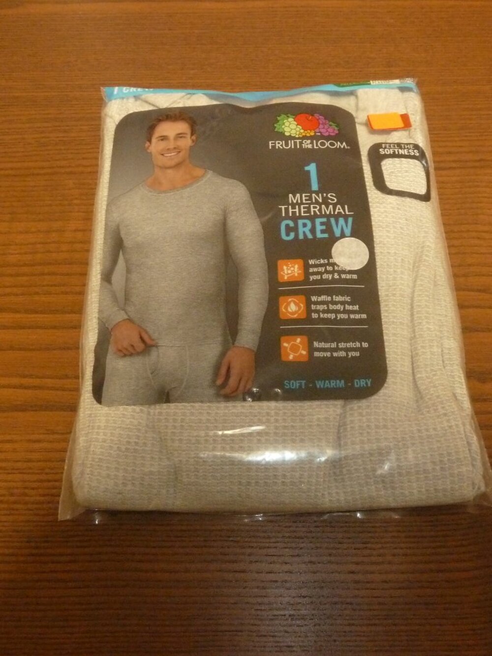 Fruit of the Loom Men's Thermal Crew Neck Underwear Undershirt Gray